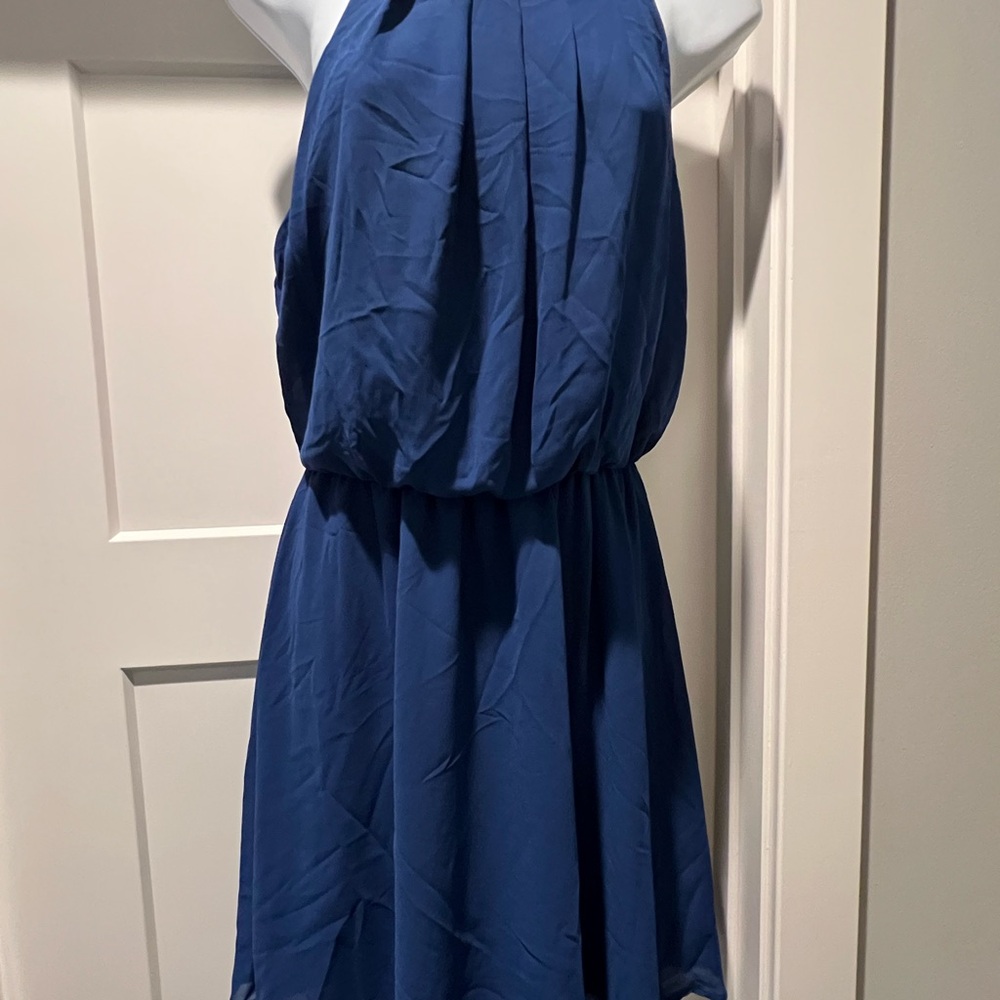 NWT Francesca Navy Blue Halter Dress sz L elegant summer wedding dress